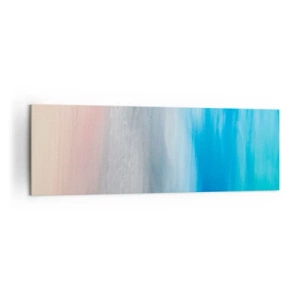 Cuadro sobre lienzo - Impresión de Imagen - Pinceladas abstractas en tonos azules y rosas - 160x50cm - Elementos: aire - Decoración de pared moderna para salón y dormitorio ARTTOR