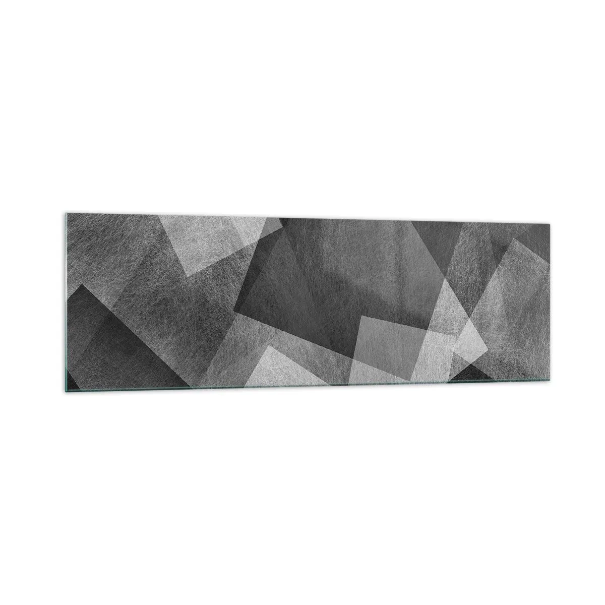 Cuadro sobre vidrio - Impresiones sobre Vidrio - Abstracción en blanco y negro con formas geométricas. - 160x50cm - Un símbolo eterno de permanencia y orden - Decoración de pared moderna para salón y dormitorio ARTTOR