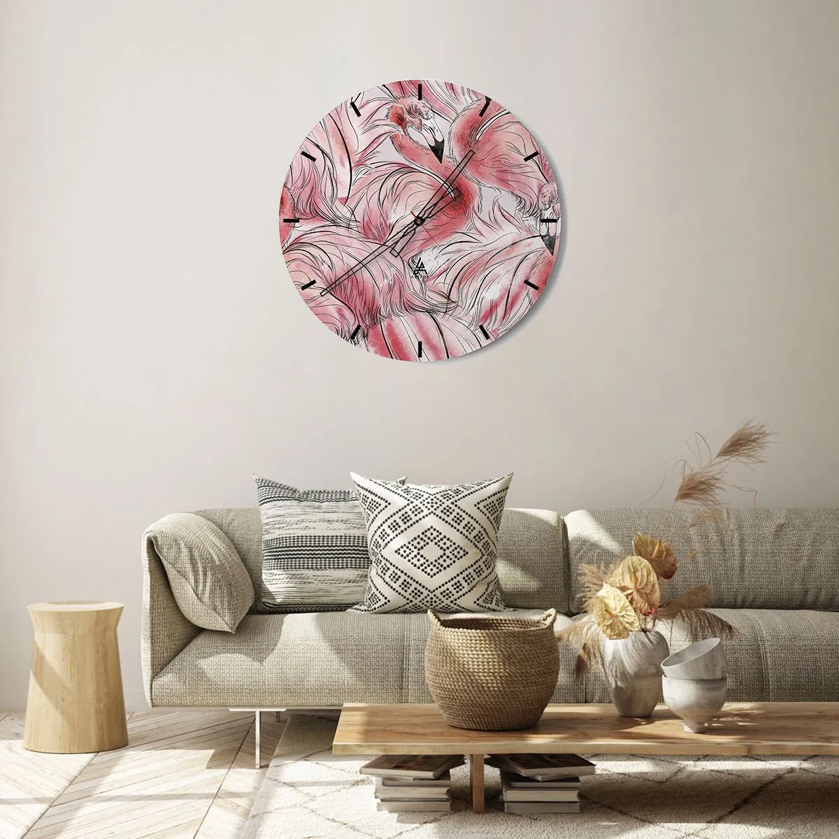 Reloj de pared - Reloj de vidrio - Ballet de aves - 40x40 cm