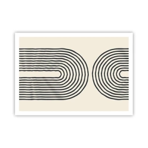 Póster - Patrón geométrico abstracto con líneas simétricas sobre un fondo claro. - 100x70cm - Próximamente... - Decoración de pared moderna para salón y dormitorio ARTTOR