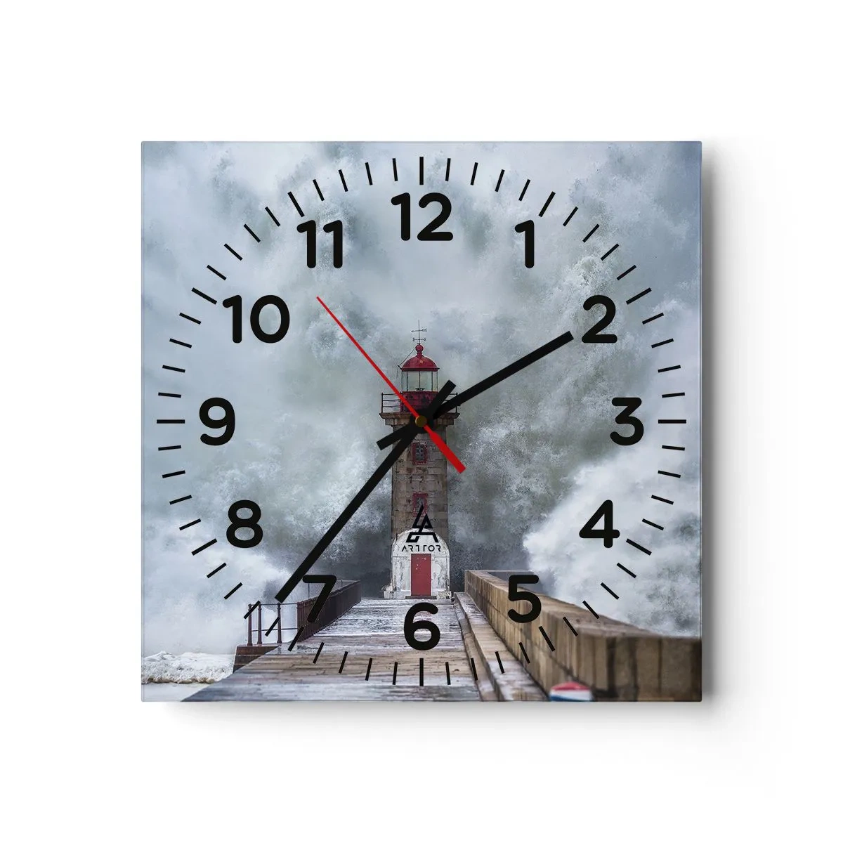 Reloj de pared - Reloj de vidrio - El rugido de las aguas, la fuerza del viento - 40x40 cm