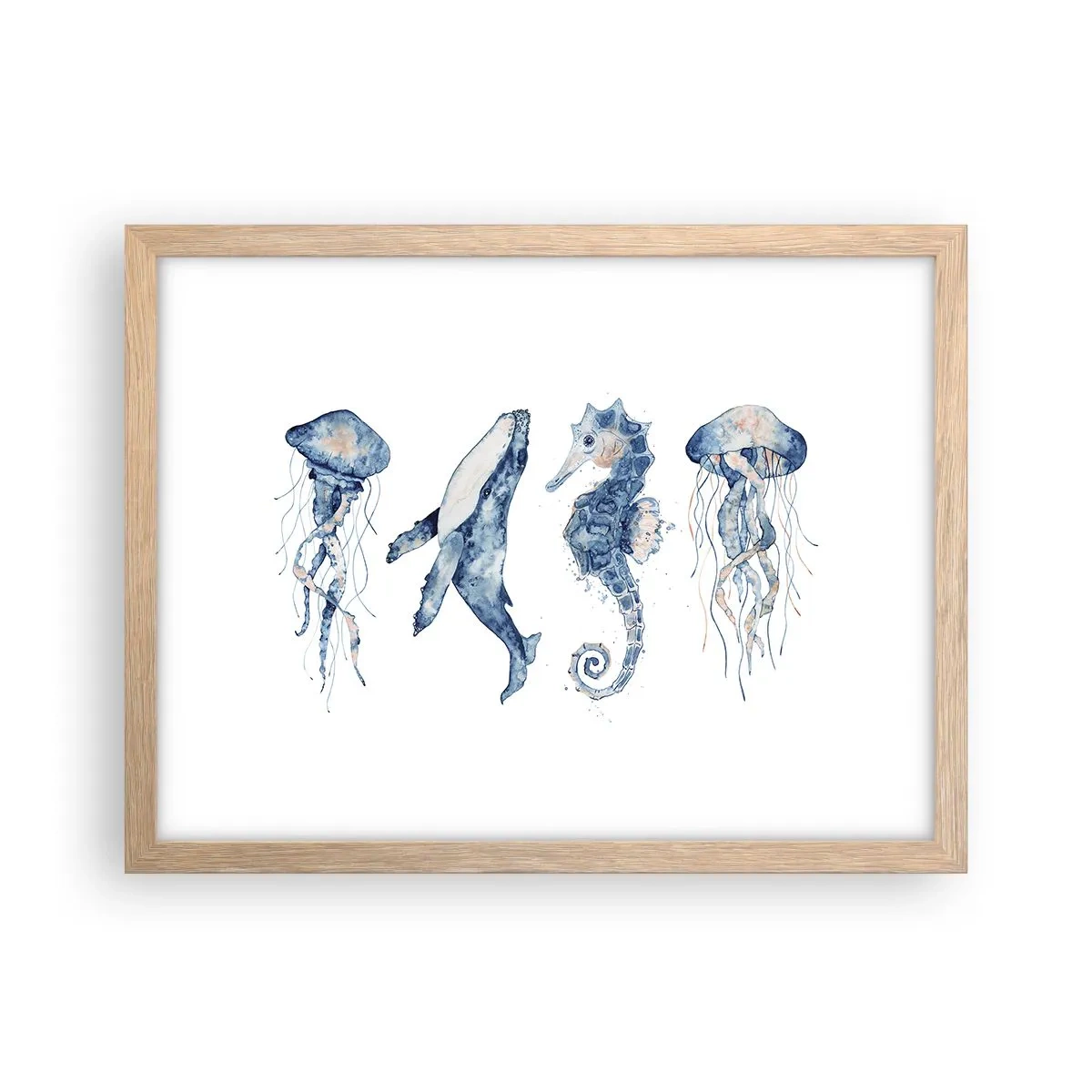 Póster en marco roble claro - Fauna marina - 40x30 cm