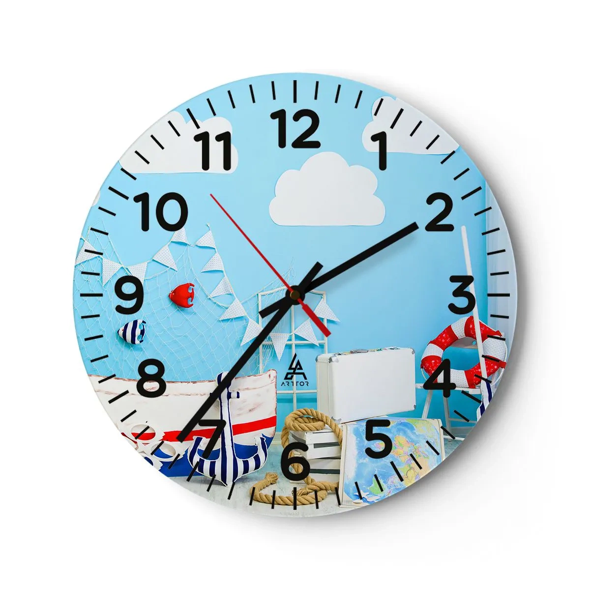 Reloj de pared - Reloj de vidrio - El ansia de aventura de un niño - 30x30 cm