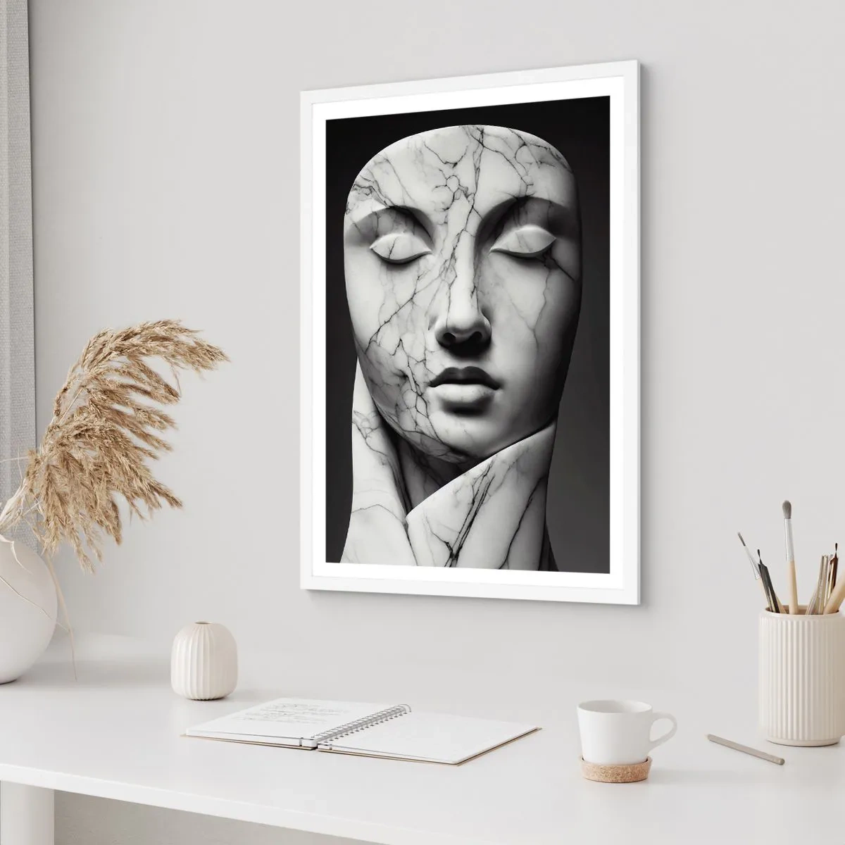 Póster en marco blanco - Formas de mármol - 50x70 cm