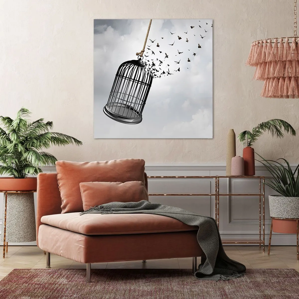 Cuadro sobre lienzo - Impresión de Imagen - Fe... Esperanza... ¡Libertad! - 40x40 cm