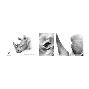 Muestra De Fotomural Standard Eco - Retrato africano - Abstracción, Rinoceronte, animales - 100x30 cm