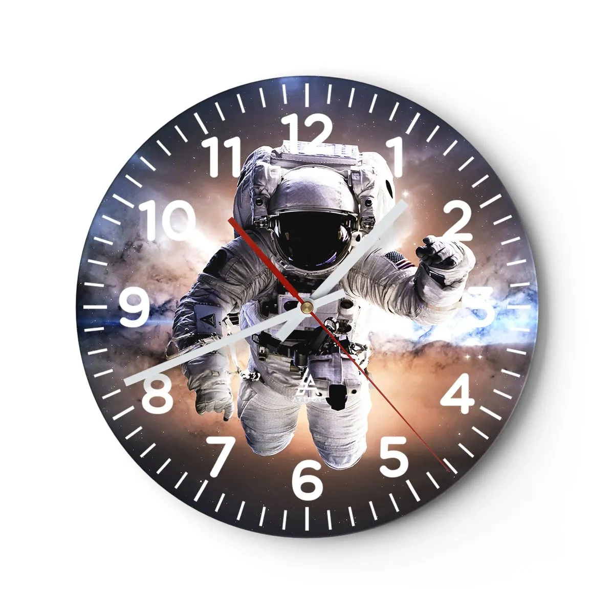 Reloj de pared - Reloj de vidrio - Saludos desde el espacio exterior - 40x40 cm