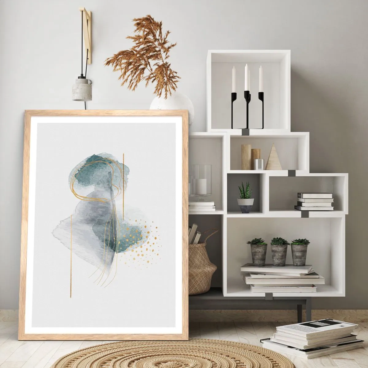 Póster en marco roble claro - Sobre la relación entre el gris y el oro - 61x91 cm