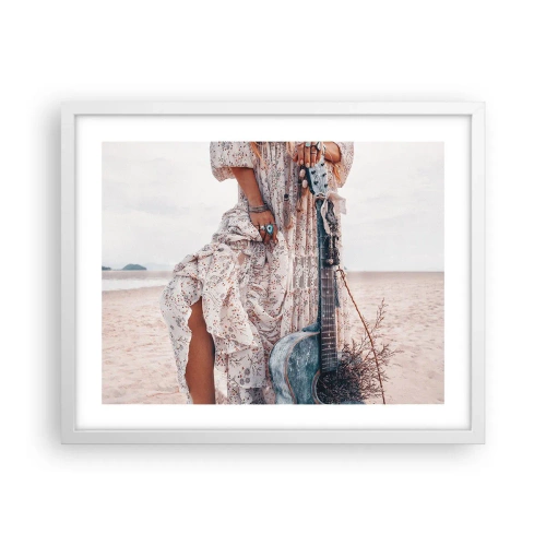 Póster en marco blanco - Una flor en el camino - 50x40 cm