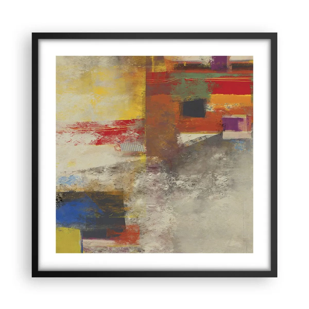 Póster en marco negro - Geometría de color - 50x50 cm