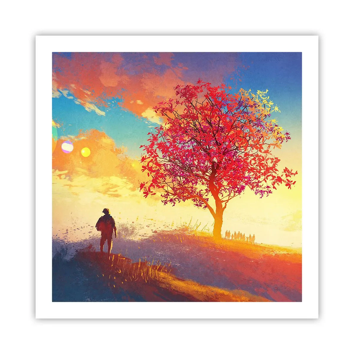 Póster - Un peregrino en su destino - 60x60 cm