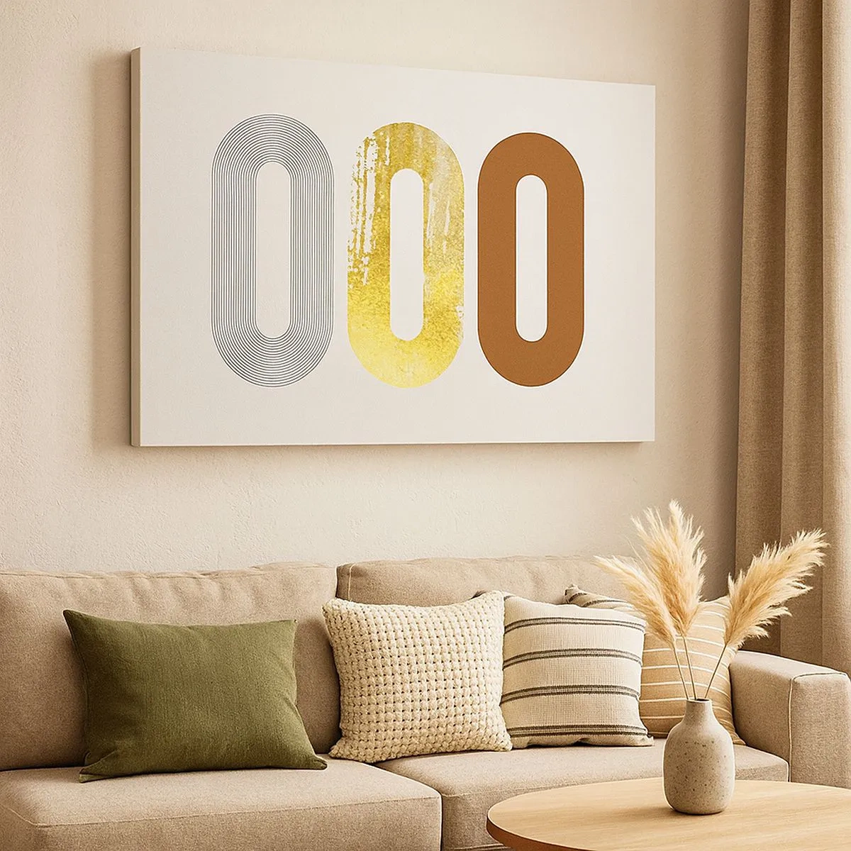 Cuadro sobre lienzo - Impresión de Imagen - Motivo abstracto de tres formas geométricas - 70x50cm - ¡Ooo! - Decoración de pared moderna para salón y dormitorio ARTTOR