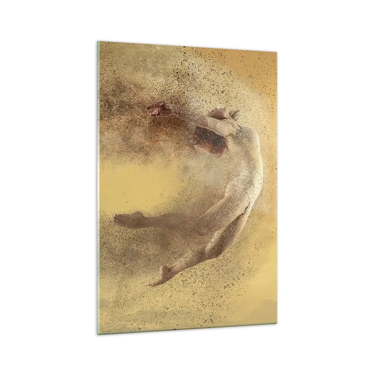 Cuadro sobre vidrio - Impresiones sobre Vidrio - Una figura en movimiento dinámico con efecto de desintegración. - 70x100cm - En una exaltación danzante - Decoración de pared moderna para salón y dormitorio ARTTOR