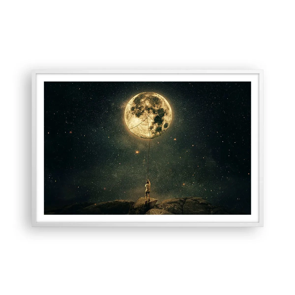 Póster en marco blanco - El que robó la luna - 91x61 cm