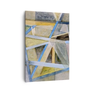 Cuadro sobre lienzo - Impresión de Imagen - Composición geométrica con líneas claras y azules. - 70x100cm - ¿Recto o inclinado? - Decoración de pared moderna para salón y dormitorio ARTTOR