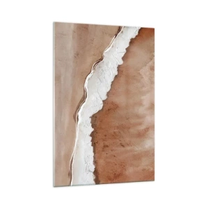 Cuadro sobre vidrio - Impresiones sobre Vidrio - Textura de arena con acentos blancos. - 70x100cm - En colores terrosos - Decoración de pared moderna para salón y dormitorio ARTTOR