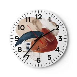 Reloj de pared - Reloj de vidrio - Composición ovalada - 40x40 cm