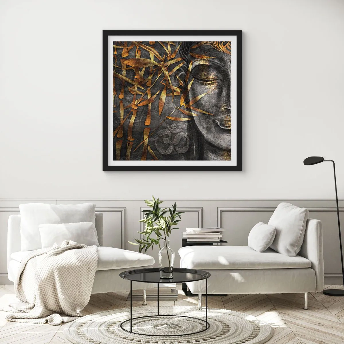 Póster en marco negro - Siente la paz - 40x40 cm