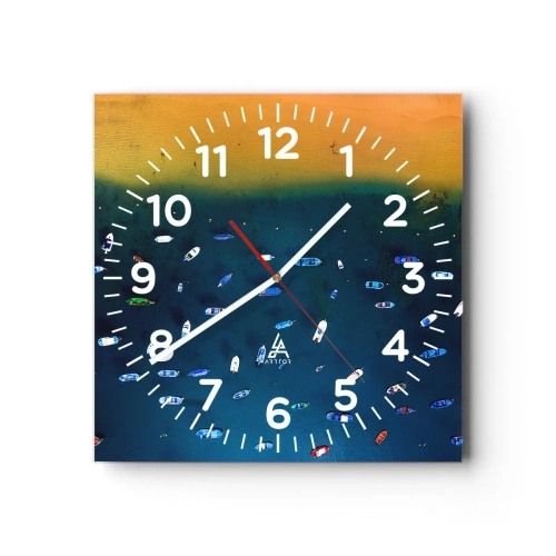 Reloj de pared - Reloj de vidrio - Un juego de vacaciones - 30x30 cm