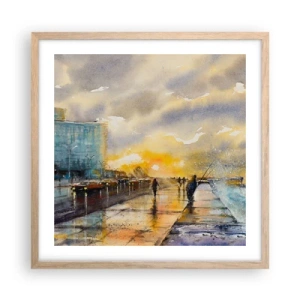 Póster en marco roble claro - Vida en la orilla - 50x50 cm