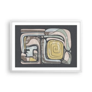 Póster en marco blanco - Abstracción con espíritu precolombino - 70x50 cm