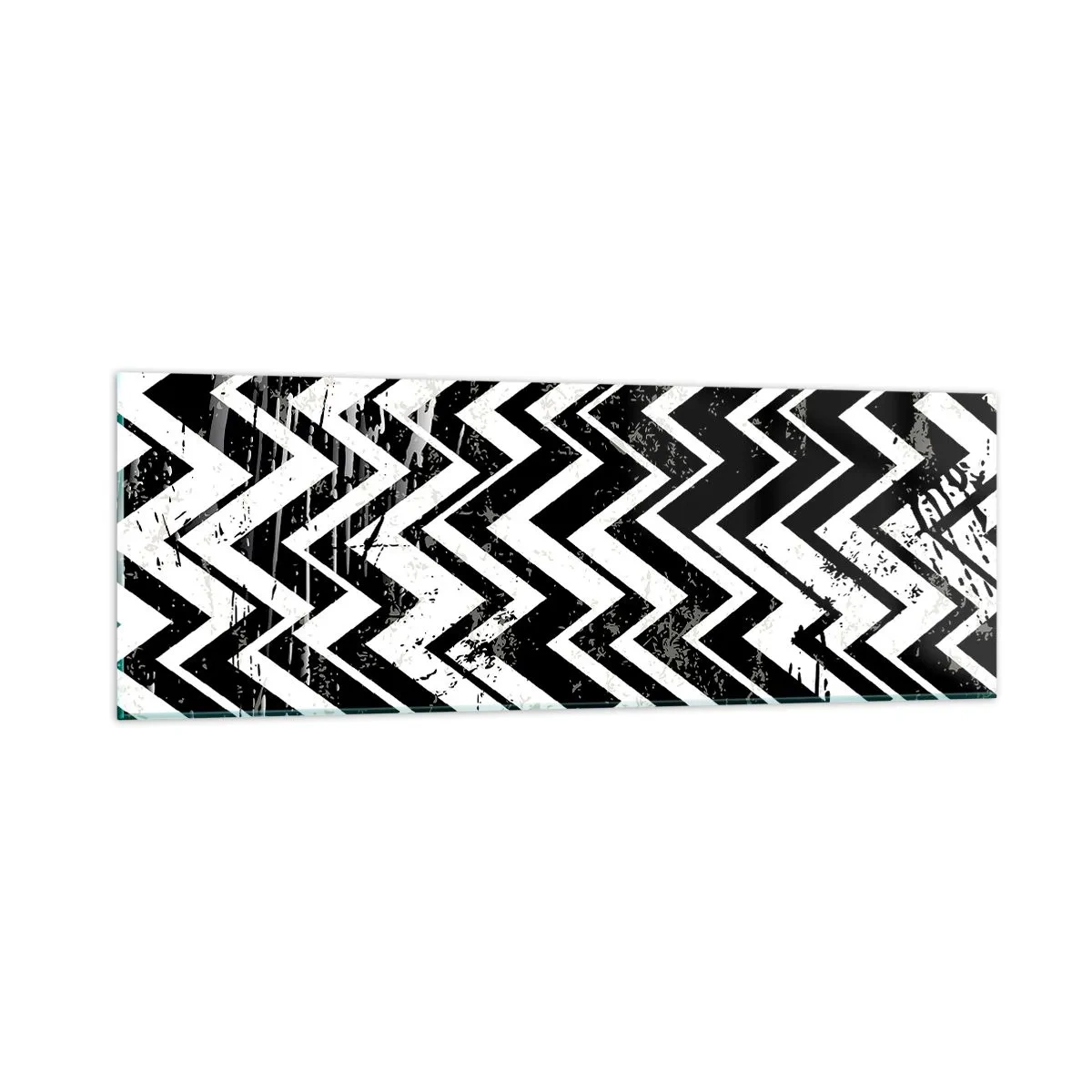 Cuadro sobre vidrio - Impresiones sobre Vidrio - Zig-blanco, zag-negro - 90x30 cm