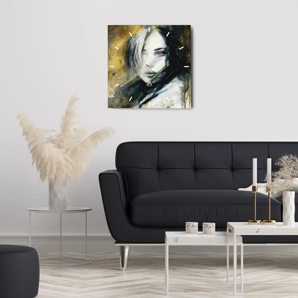 Reloj de pared - Reloj de vidrio - Inocente y sensual - 40x40 cm