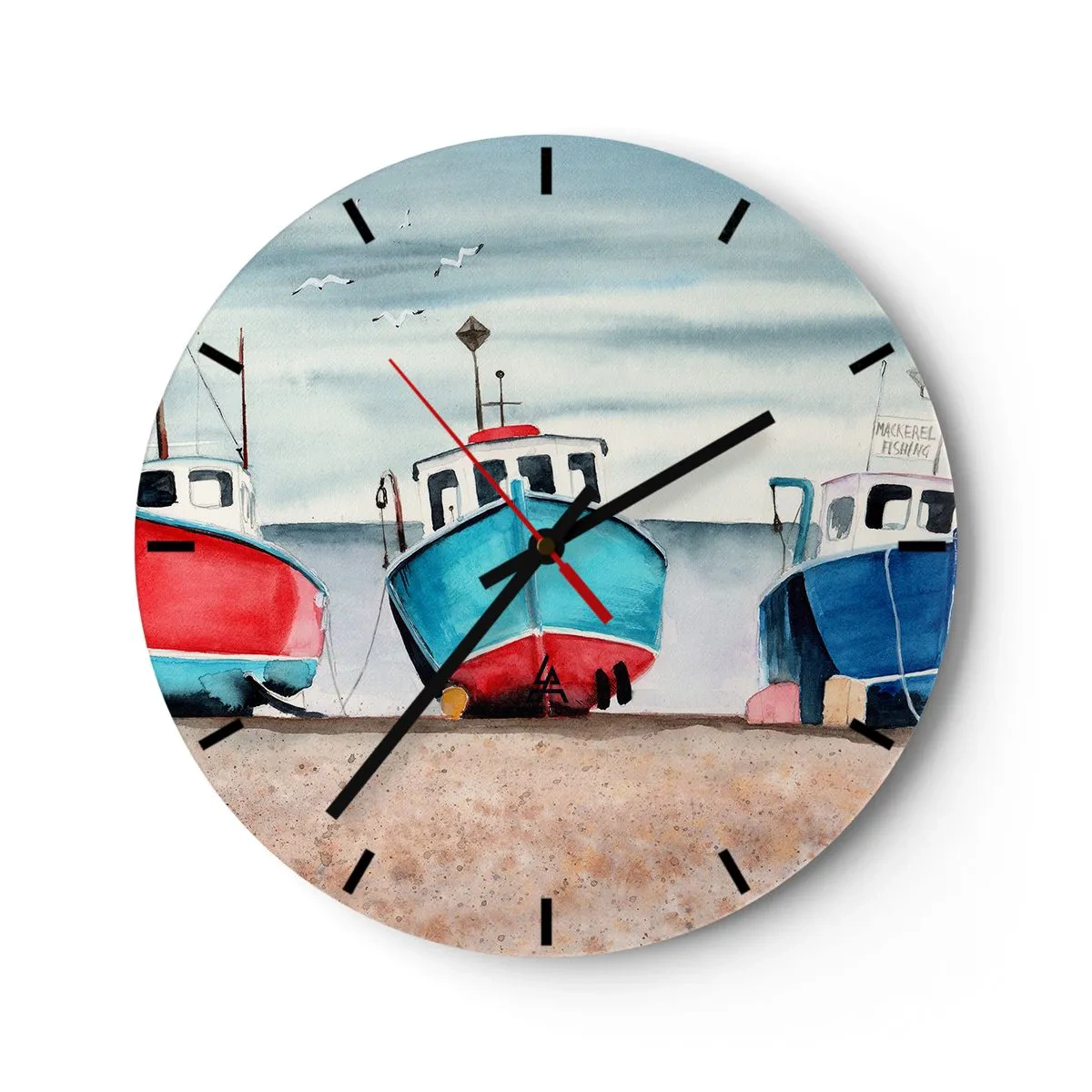 Reloj de pared - Reloj de vidrio - Listos para la pesca - 40x40 cm