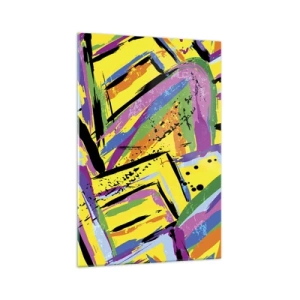 Cuadro sobre vidrio - Impresiones sobre Vidrio - Abstracción vívida en colores brillantes y formas dinámicas. - 70x100cm - Grita de alegría - Decoración de pared moderna para salón y dormitorio ARTTOR