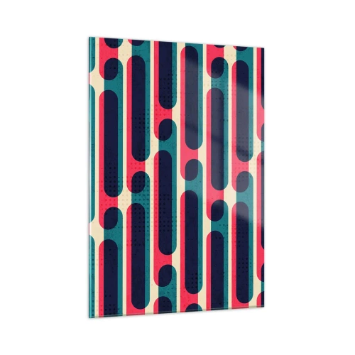 Cuadro sobre vidrio - Impresiones sobre Vidrio - Líneas retro abstractas - 50x70cm - Profundidad y relieve - Decoración de pared moderna para salón y dormitorio ARTTOR