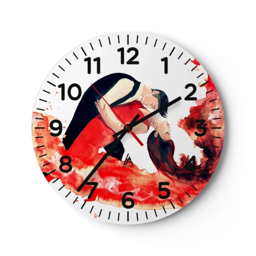 Reloj de pared - Reloj de vidrio - El tango: una ola sensual - 30x30 cm