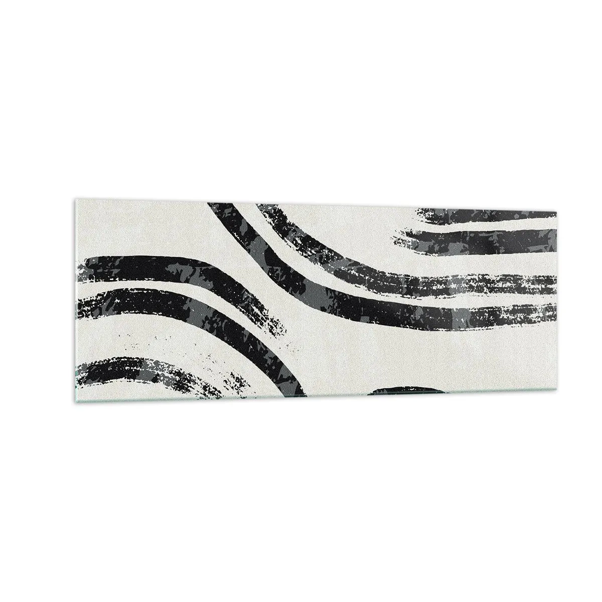 Cuadro sobre vidrio - Impresiones sobre Vidrio - Líneas abstractas en blanco y negro sobre un fondo claro - 140x50cm - A medias - Decoración de pared moderna para salón y dormitorio ARTTOR