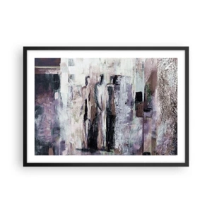 Póster en marco negro - Una composición abstracta con tres figuras en colores pastel. - 70x50cm - El trío misterioso - Decoración de pared moderna para salón y dormitorio ARTTOR