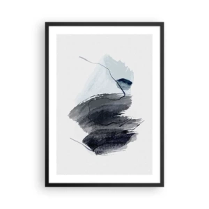 Póster en marco negro - Pinceladas abstractas en tonos de gris - 50x70cm - Intensidad y movimiento - Decoración de pared moderna para salón y dormitorio ARTTOR
