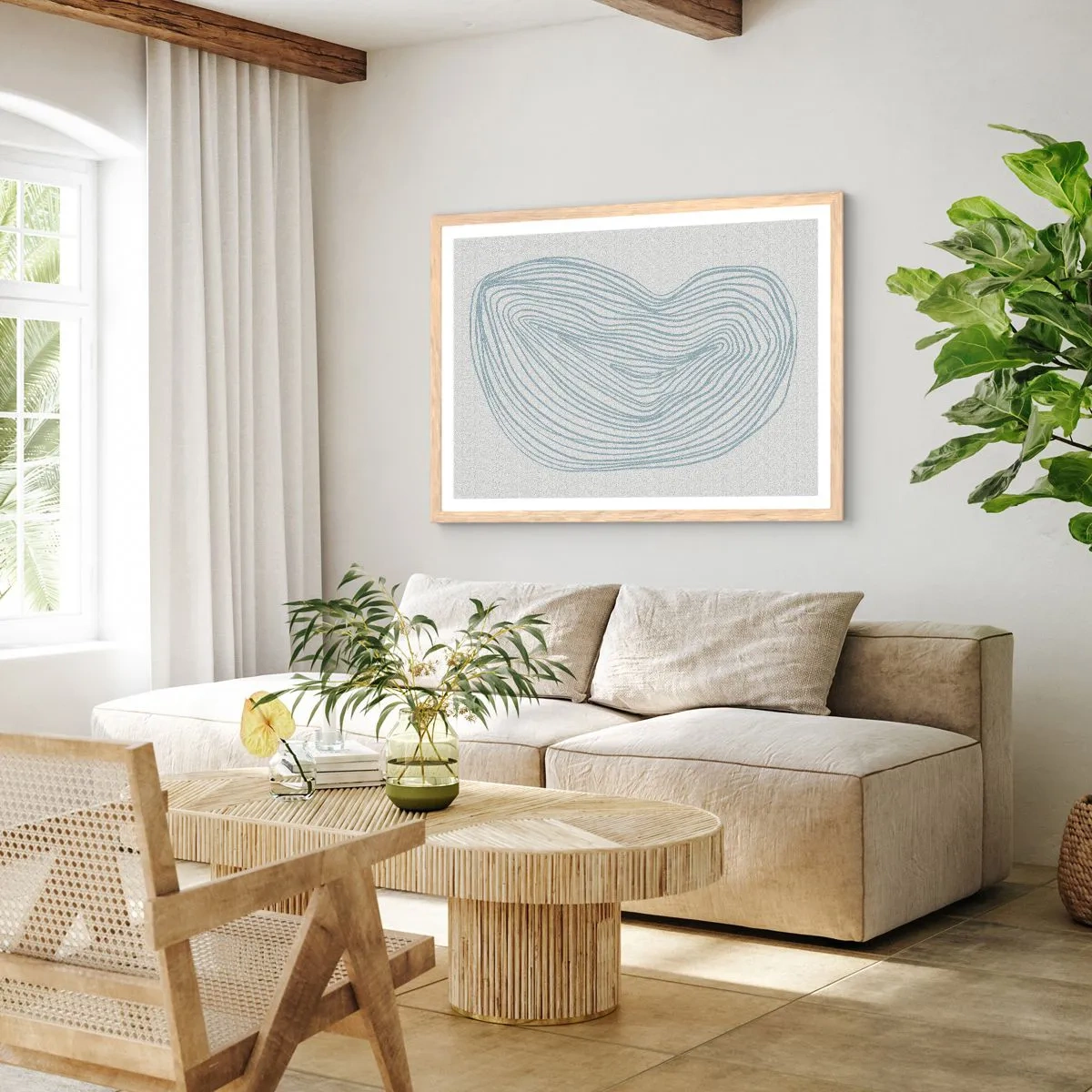 Póster en marco roble claro - Sonrisa de una gota - 70x50 cm