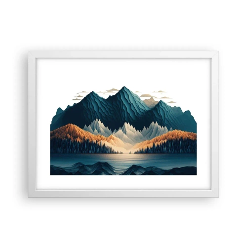 Póster en marco blanco - Paisaje perfecto de montañas - 40x30 cm