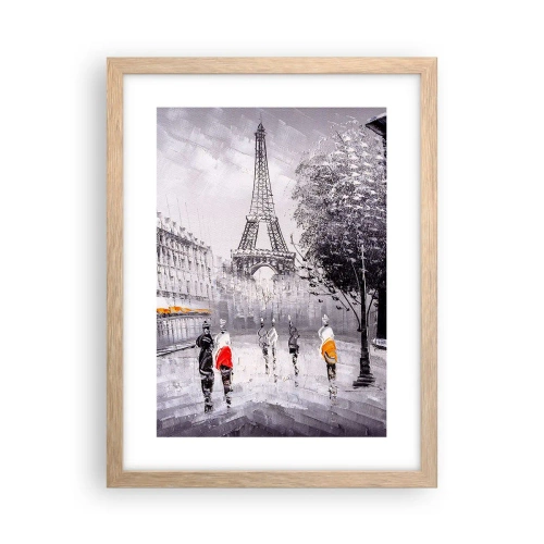 Póster en marco roble claro - Un paseo parisino - 30x40 cm