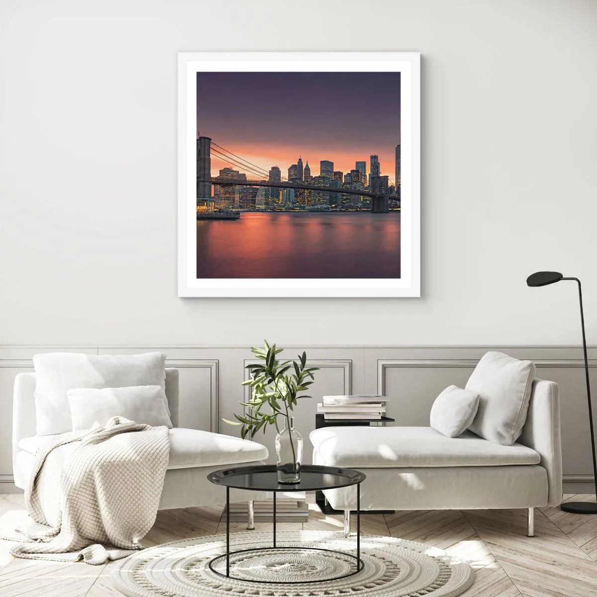 Póster en marco blanco - Ahogado en el silencio lila - 60x60 cm