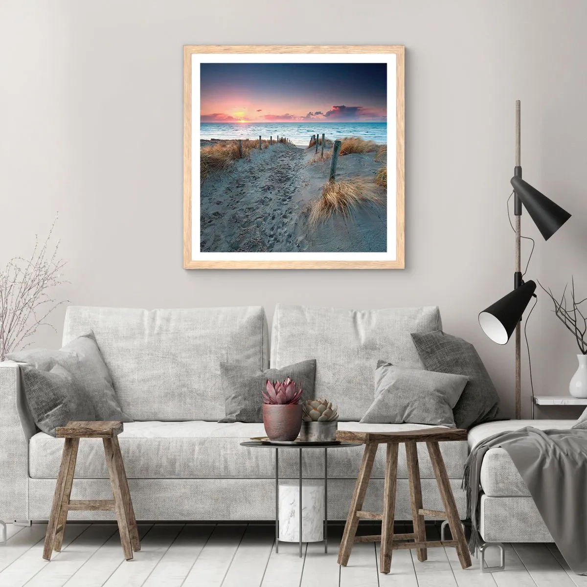 Póster en marco roble claro - Se derramó un arco iris de luminosidad.... - 30x30 cm