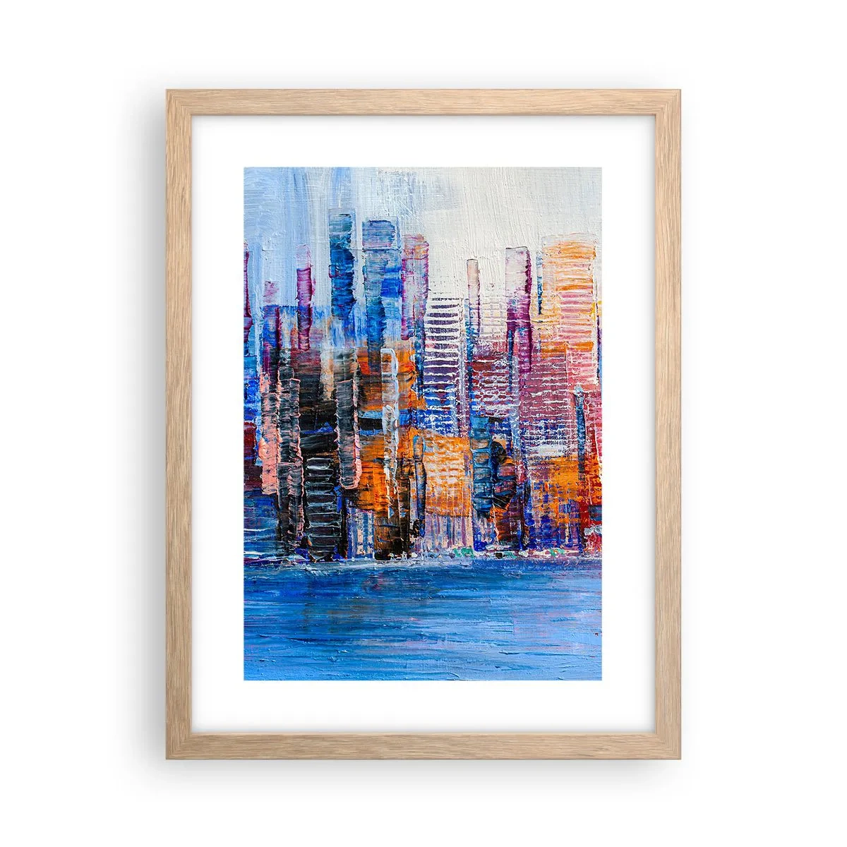 Póster en marco roble claro - Una metrópoli alegre - 30x40 cm