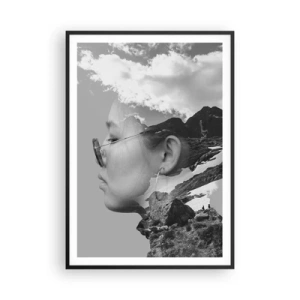 Póster en marco negro - Retrato sobre montañas y nubes - 70x100 cm
