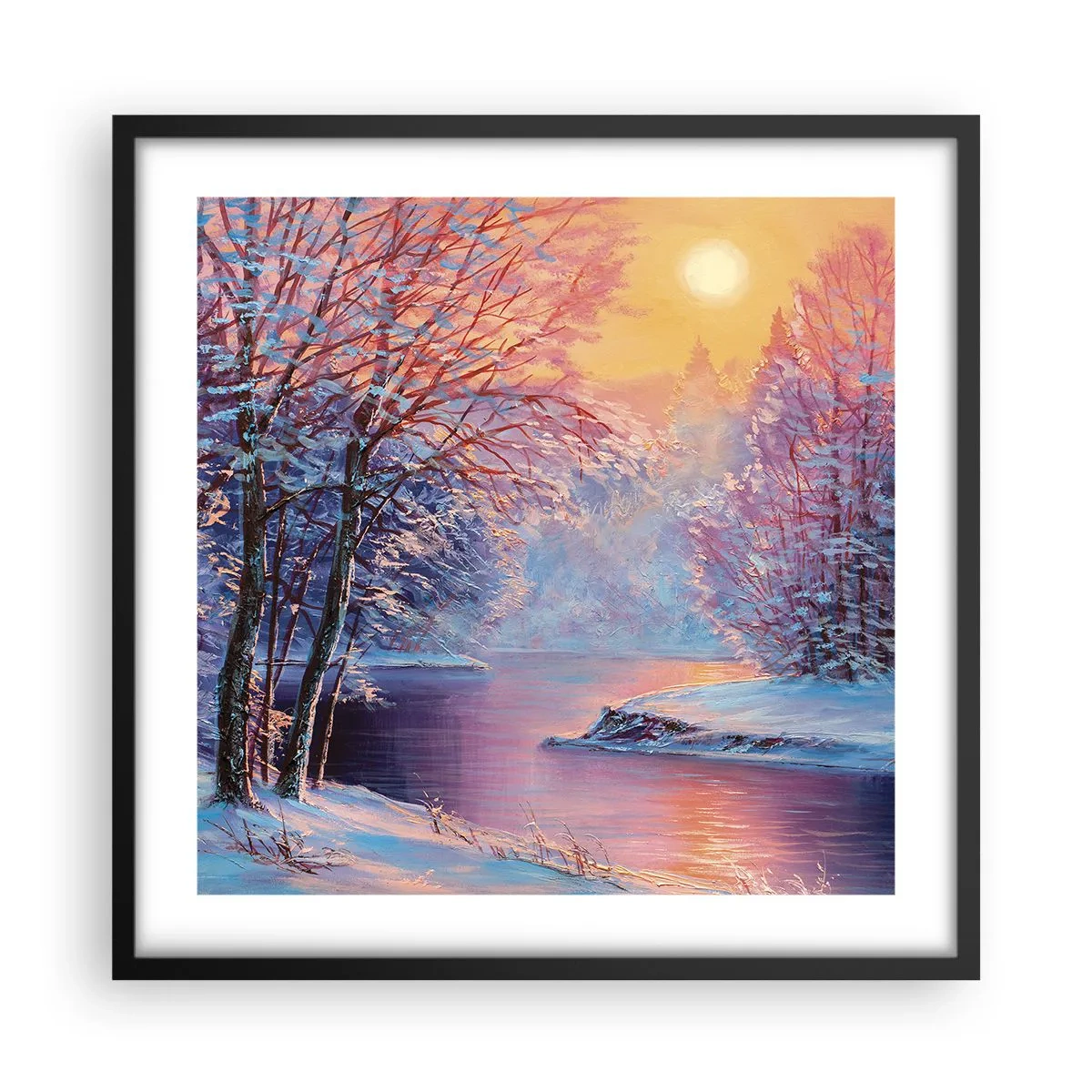 Póster en marco negro - Colores del invierno - 50x50 cm