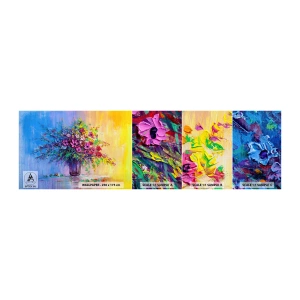 Muestra de fotomural autoadhesivo Deluxe Sticker - El regalo de un prado de verano - Flores en un florero, Pedazo, Ramo de flores - 100x30 cm