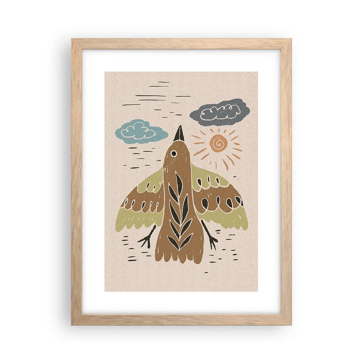 Póster en marco roble claro - Vuelo alegre - 30x40 cm