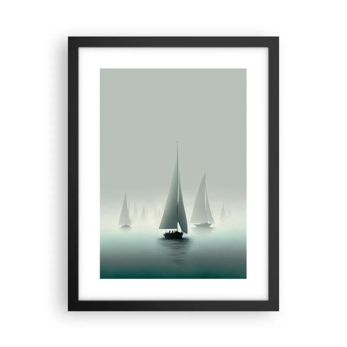 Póster en marco negro - Día de niebla en alta mar - 30x40 cm