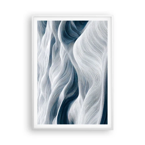 Póster en marco blanco - Olas blancas y azules - 70x100 cm