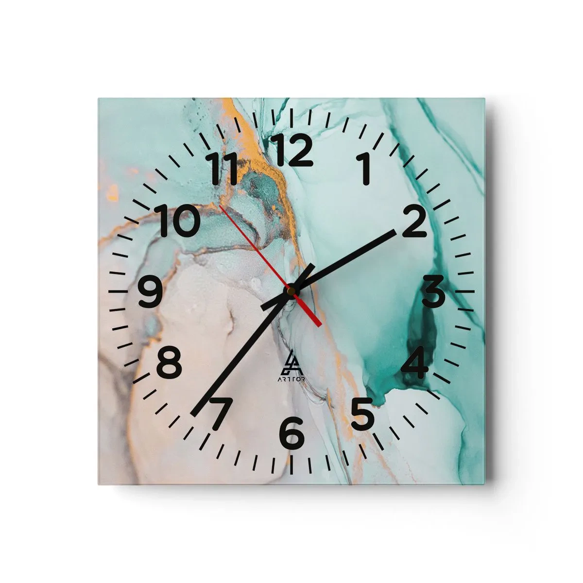 Reloj de pared - Reloj de vidrio - Danza de formas y colores - 40x40 cm