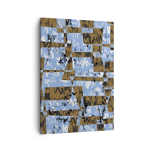 Cuadro sobre lienzo - Impresión de Imagen - Una composición abstracta de rectángulos en tonos marrones y azules. - 50x70cm - Un recorte del desierto - Decoración de pared moderna para salón y dormitorio ARTTOR