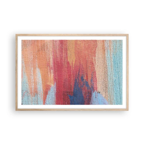 Póster en marco roble claro - Trazos de arco iris - 91x61 cm