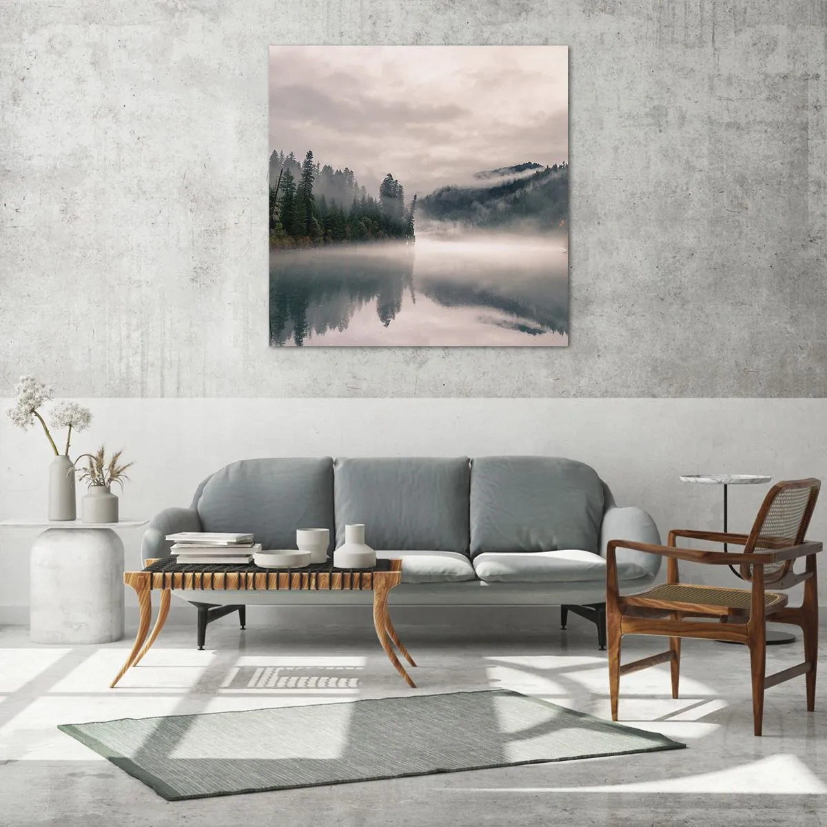 Cuadro sobre vidrio - Impresiones sobre Vidrio - En el ensueño, en la niebla - 50x50 cm